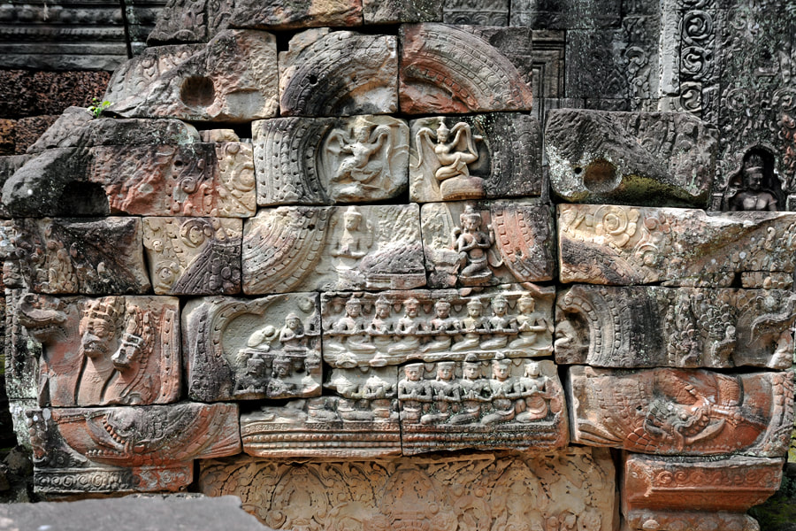 nearby pediment with Vishnu and Brahma as adorants