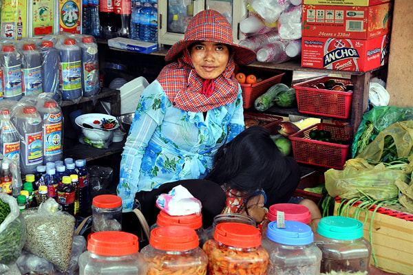 market stall in Kep in Cambodia