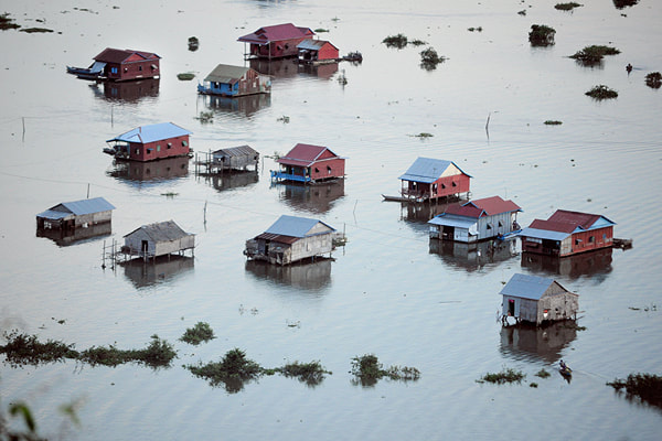 flooded village near Siem Reap port at Tonle Sap 