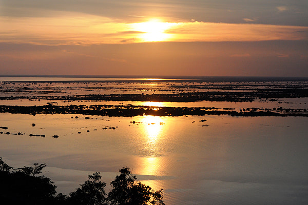 sunset at Cambodia's Great Lake Tonle Sap