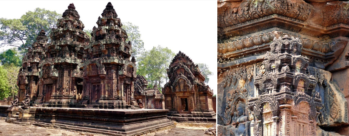 Banteay Srei Tempel: Ansicht von Südwest & Akroterion