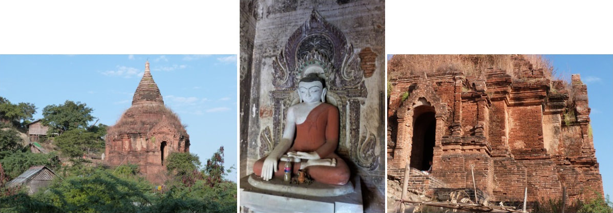 Bild 14, 15 & 16: Taung Hteik Pagoda am Hochufer des Irrawaddy – Buddha – Detailaufnahme