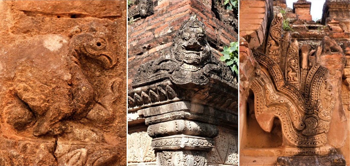 Bild 27, 28 & 29: Stuckaturen an der Thet Kya Muni Pagoda