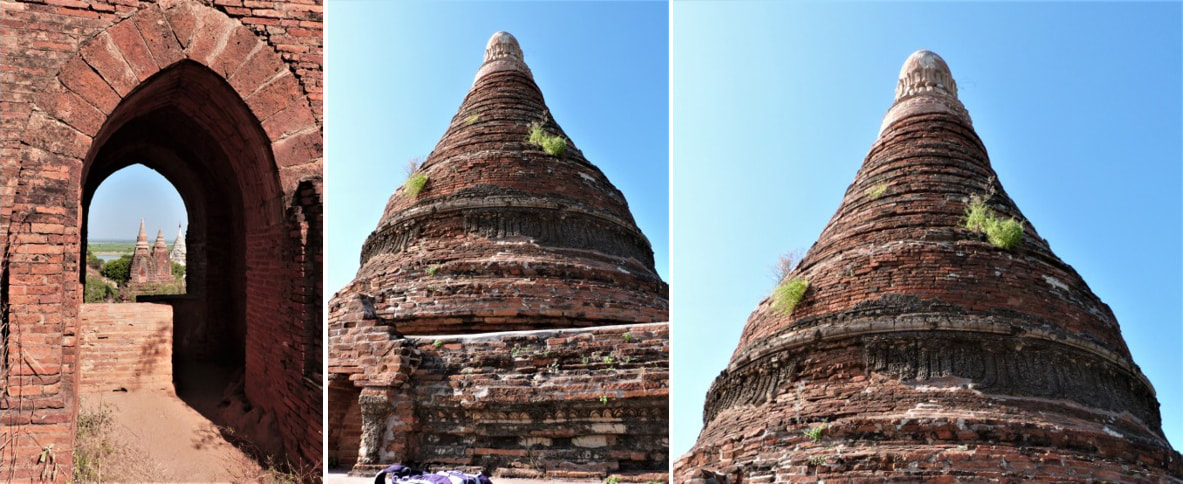 Bild 32, 33 & 34: Kon Daw Gyi – Zugang und Stupa