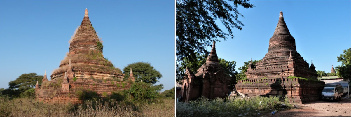 Bild 4 & 5: Stupa und Tempel nordöstlich der Alodawpyi (Alopyi) Gruppe