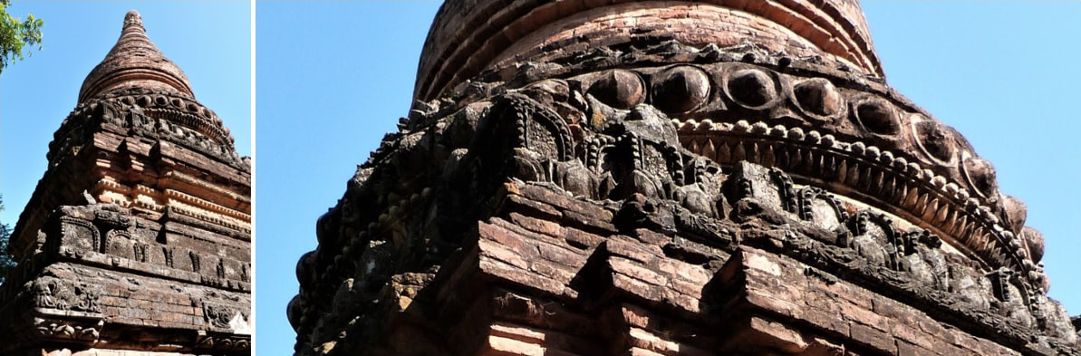 Bild 19 & 20: Detailaufnahmen vom Stupa Nr. 0389 in der Alodawpyi (Alopyi) Gruppe