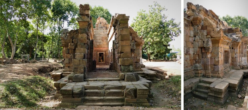 Bild 19 & 20: Baset Tempel – Maha Mandapa (große Halle) Osteingang und Nordfassade
