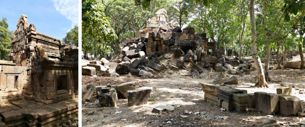 Bild 21 & 22: Baset Tempel – Maha Mandapa u. Antarala (Zwischenbau) & Garbhagriha (Tempel)
