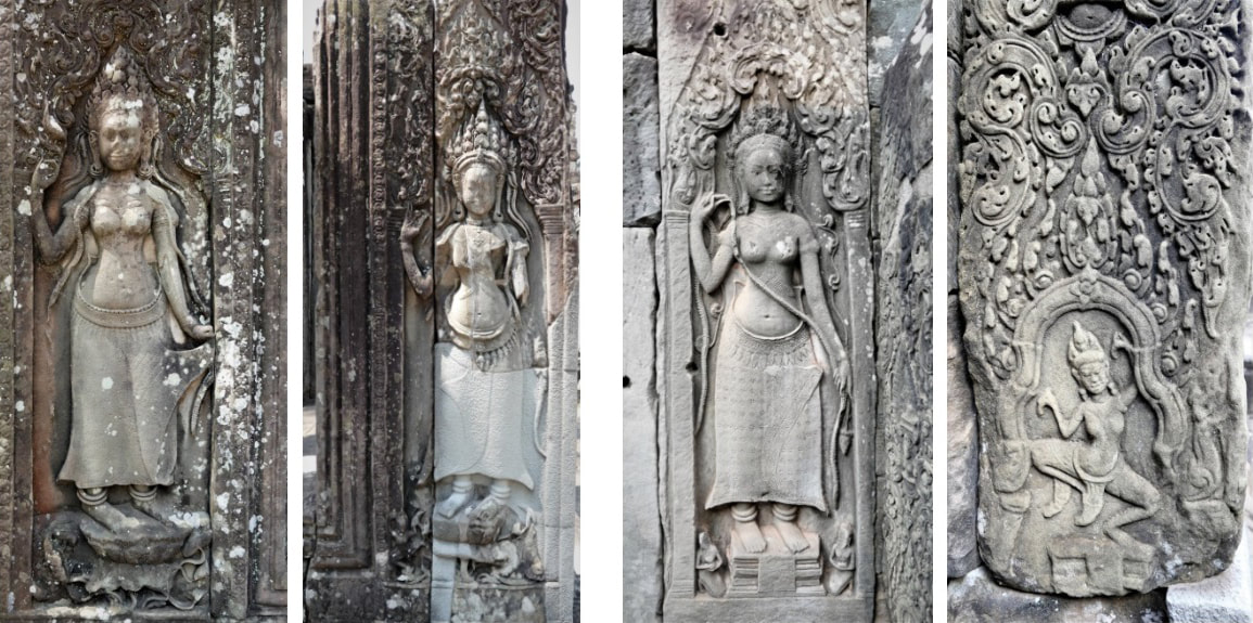 Bild 3 & 4: Königin und Nebenfrau		Bild 5 & 6: Göttin und Apsara (Tänzerin)