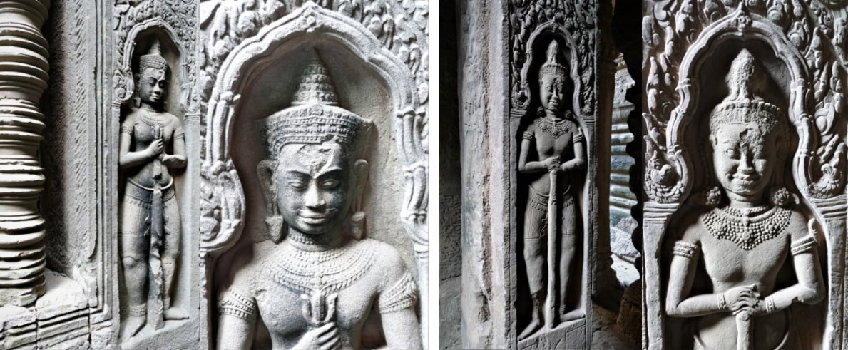 Bild 13 – 16: Dvarapala-Paar mit Detailausschnitten