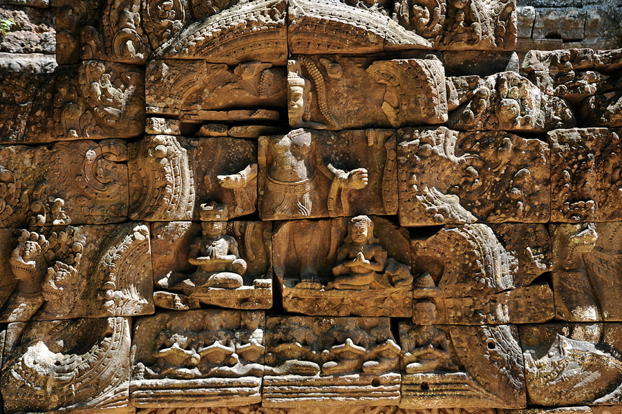 Bodhisattva Lokeshvara pediment in front of the souther wall of Ta Som