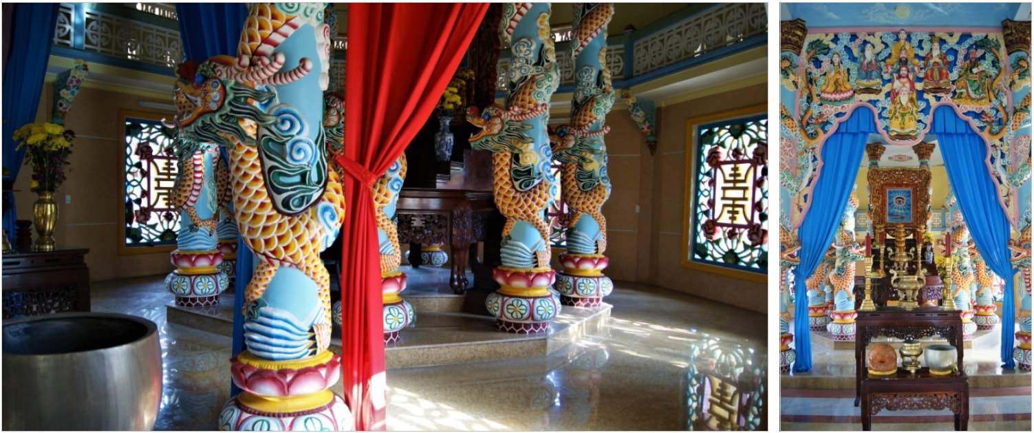 Bild 4 & 5: HOI AN Cao Dai Tempel, Altarraum & Altar
