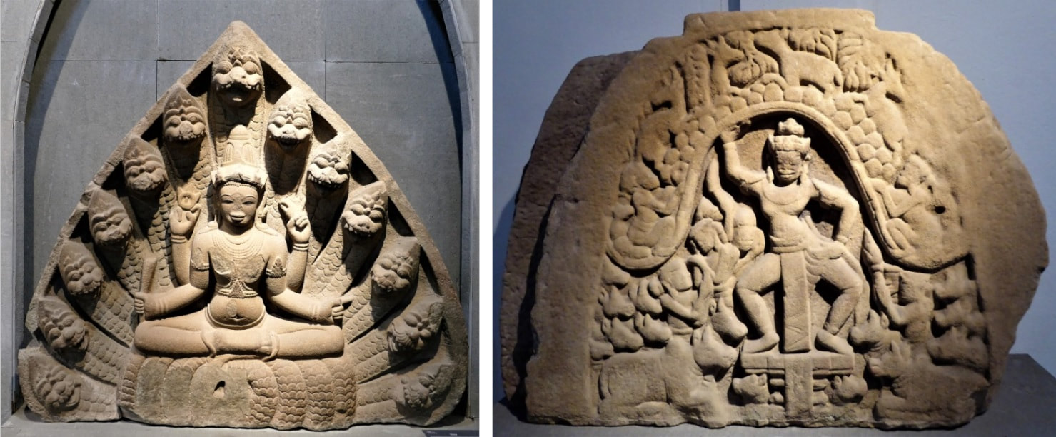 Bild 3: Vishnu, Tra Kieu (10. Jh.)  Bild 4: Krishna (Vishnu), Khuong My (10. Jh.)