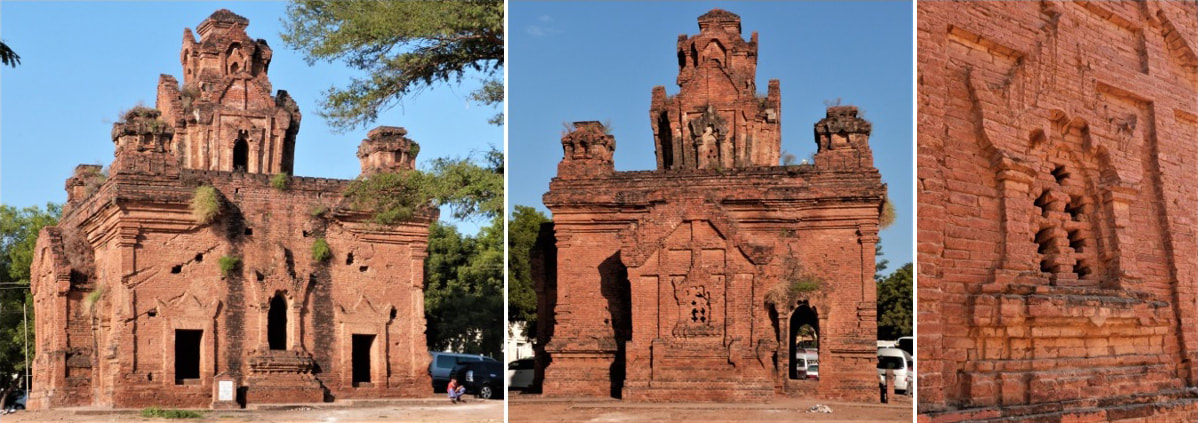 Bild 6, 7 & 8: Swe-daw-gu Pagoda (Nr. 73): Ost-Ansicht, Südfassade, Fenster der Westfassade