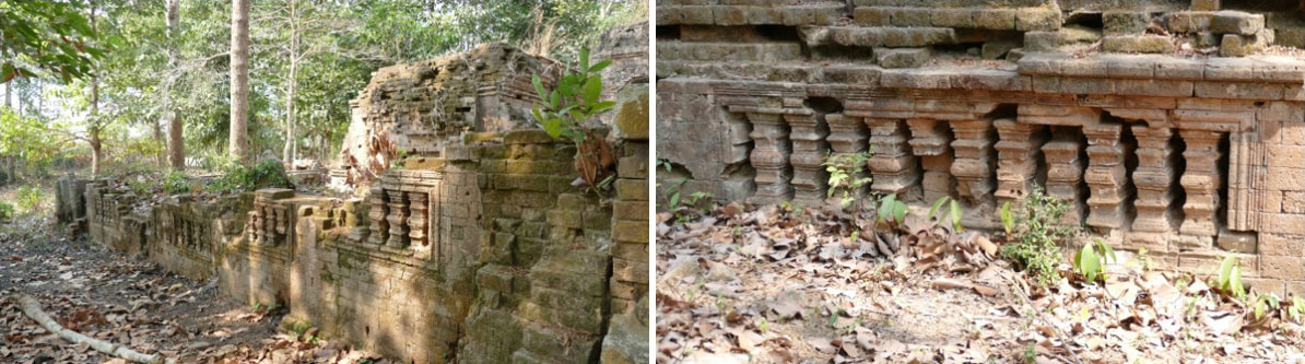 Bild 35 & 36: Tomnob Anlong Kravil Tempel – Galerie, Außenmauer