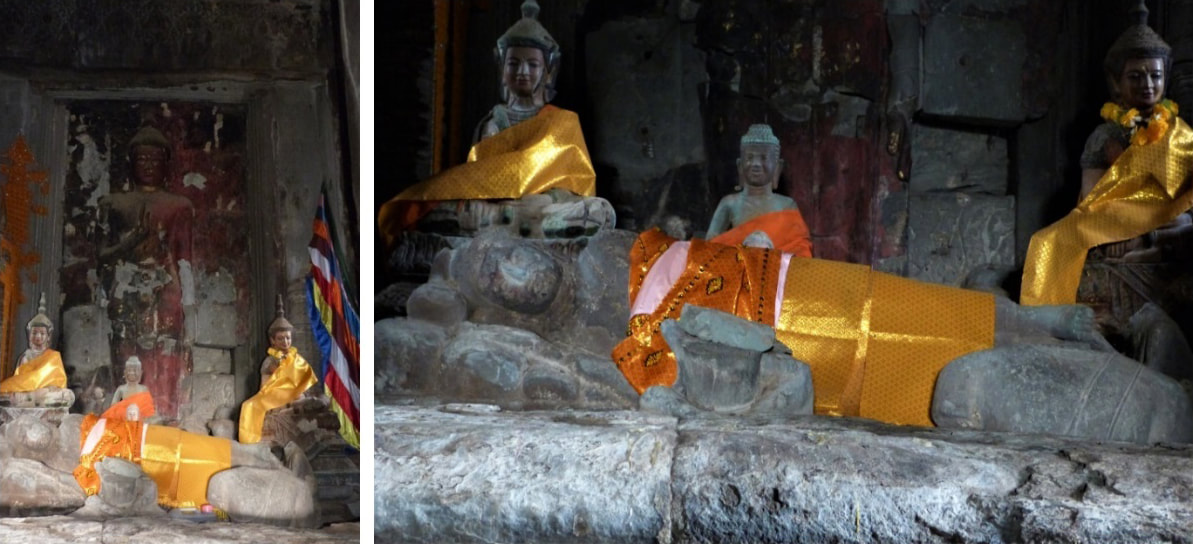 Bild 6: Segnender Buddha & Bild 7: Buddha im Parinirvana 