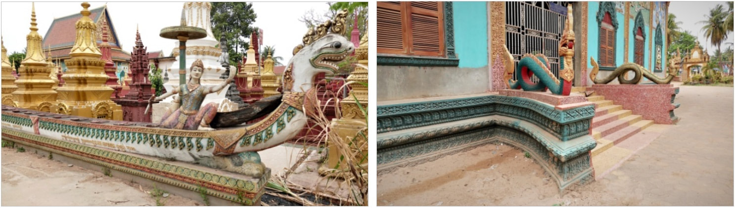 Bo Banteaychey Pagoda Siem Reap: Naga-Ritualboot und Treppen-Naga