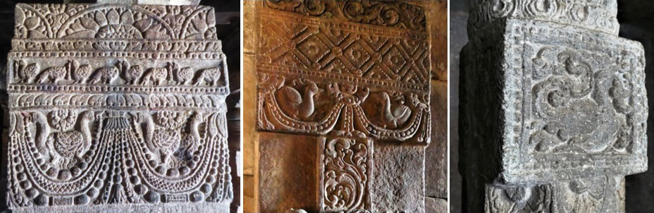 Bild 8.1 & 8.1 & 8.3: Indien: Hamsa-Dekorationen an Pfeilern