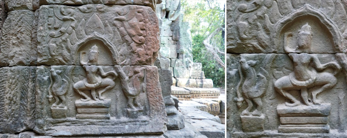 Bild 24 & 24.1: Ta Prohm Tempel (Angkor) – Pilaster am West-Tor 