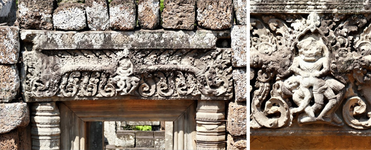 Östlicher Mebon Tempel, West Gopuram: Vishnu tötet Hiranyakashipu