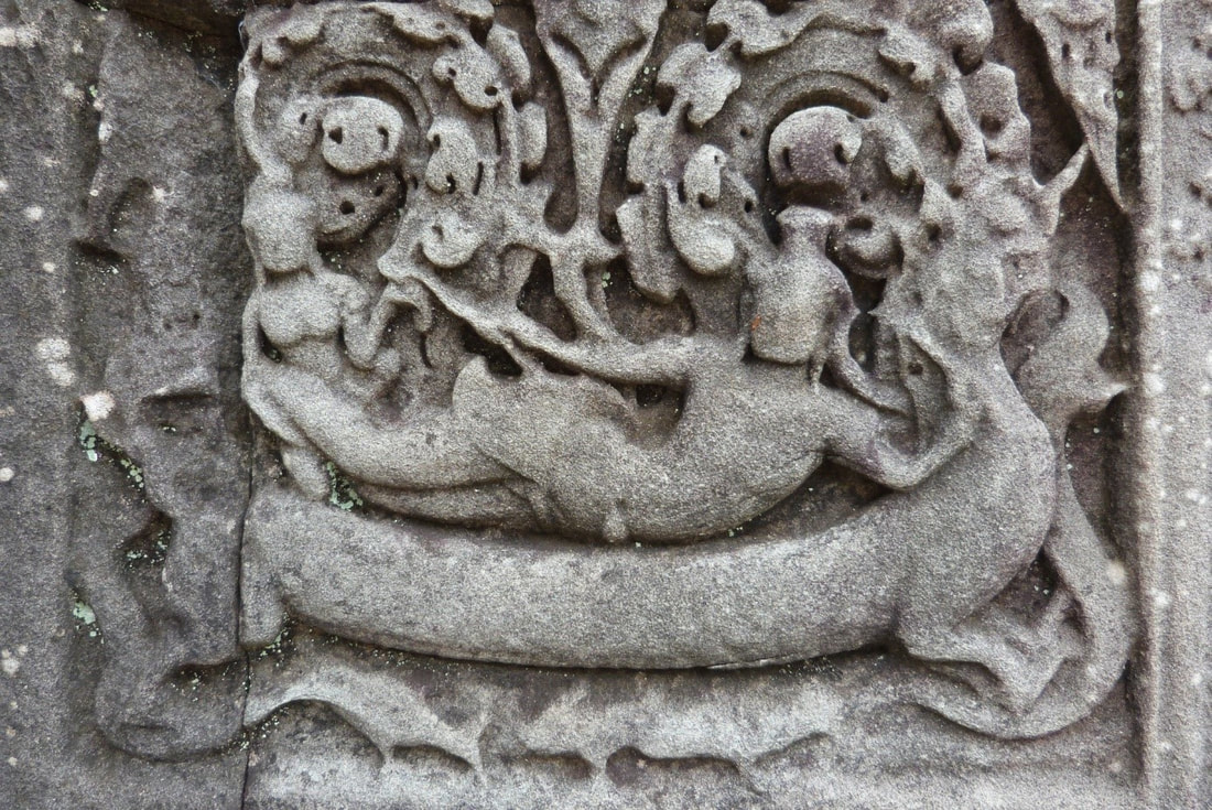 Kambodscha Angkorgebiet: VISHNU auf SHESHA Wandrelief Banteay Samre Tempel (12. Jh.)