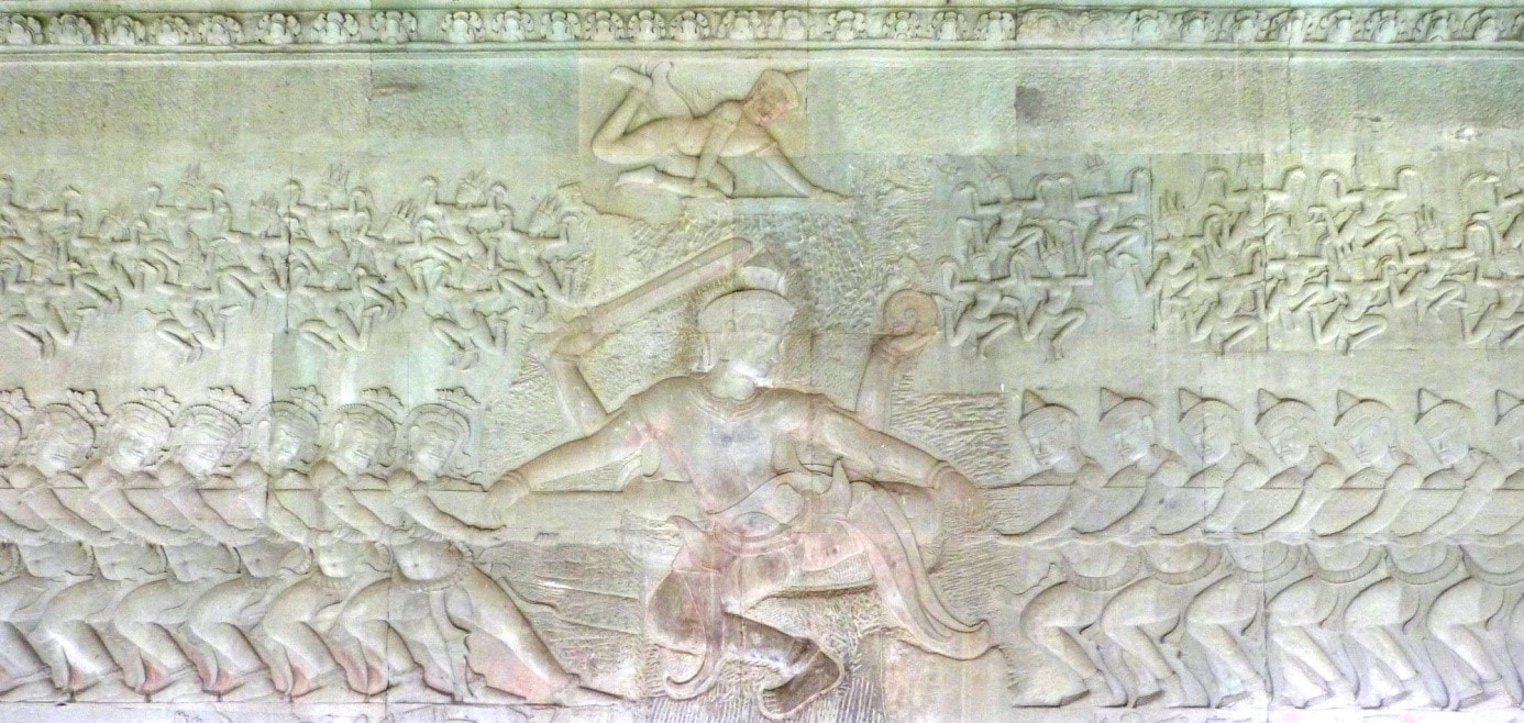 Kambodscha Angkor Wat: VISHNU BEIM QUIRLEN DES MILCHOZEANS Wandbild