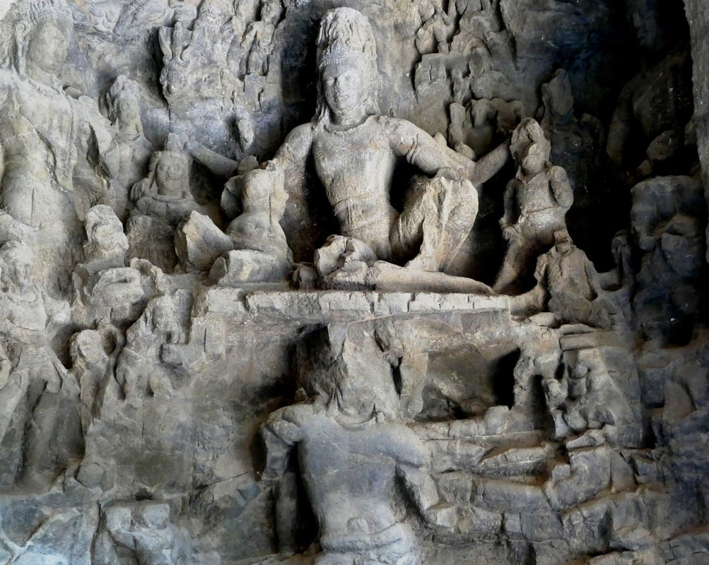 Elephanta Haupthöhle: Ravana schüttelt den Berg Kailash 