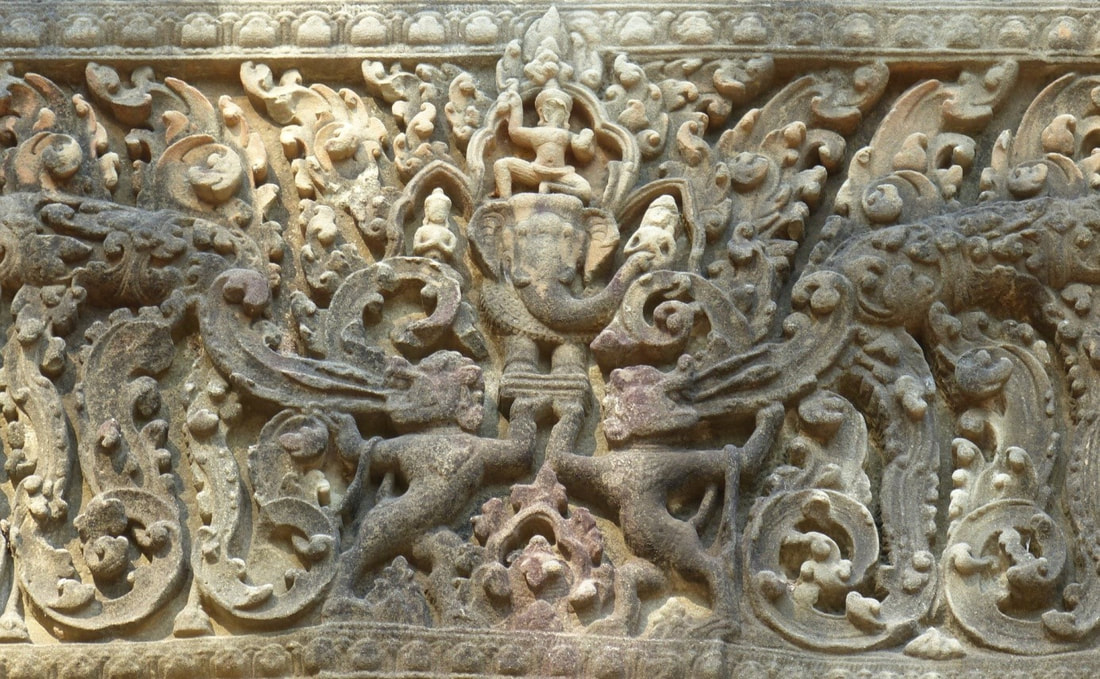 Bild 2: Lintel PRASAT BEI (südlich von Angkor Thom) – INDRA auf Airavata 