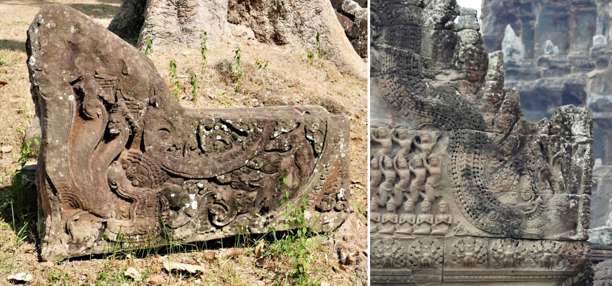 Bild 41 & 42: Angkor Thom: South Khleang - Akroterion & Angkor Wat: Tympanum – Akroterion