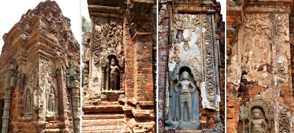 Bild 10, 11, 12 & 13: Dvarapalas am Preah Ko Tempel 