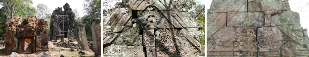 Banteay Pir Choan Tempel: Giebel mit Shiva auf Nandi & Giebel mit Shiva auf Lotosblüte