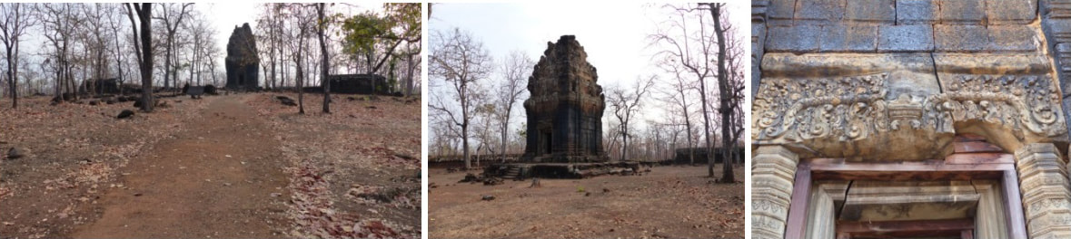 PNeang Khmaw Tempel: Gesamtansicht, Prasat und beschädigter Lintel