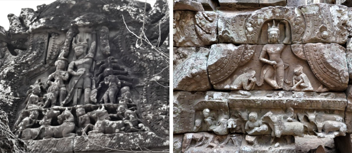 Angkor Wat (Nord-Tor) & Bayon Tempel: Krishna Govardhana auf Tympanum