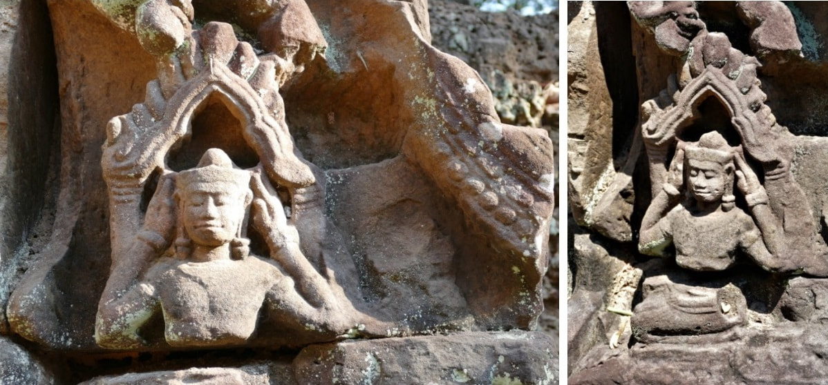 Bild 9.1 & 9.2: Krol Ko Tempel – Teilansichten von Tympanum II (Bild 9)