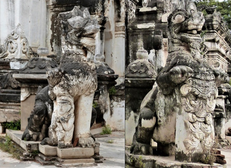 Sale: Löwen an einem Tempel östlich des Yoke Sone Kyaung