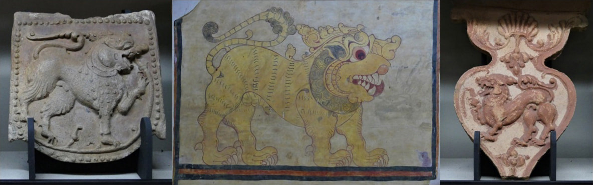 Bild 47, 48 & 49: Terrakotta-Ziegel u. Flagge mit Löwenabbildungen (National Museum Colombo)