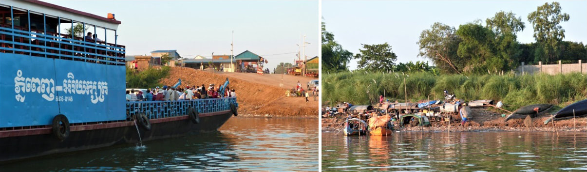 Mekong Ostufer: Fähre und Bootsliegeplatz