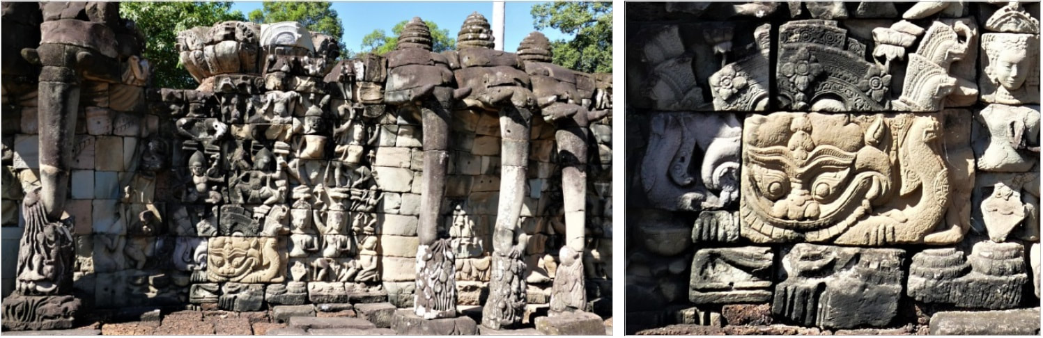 Bild 16 & 16.1: Angkor Thom Elefanten-Terrasse – Kala mit Naga