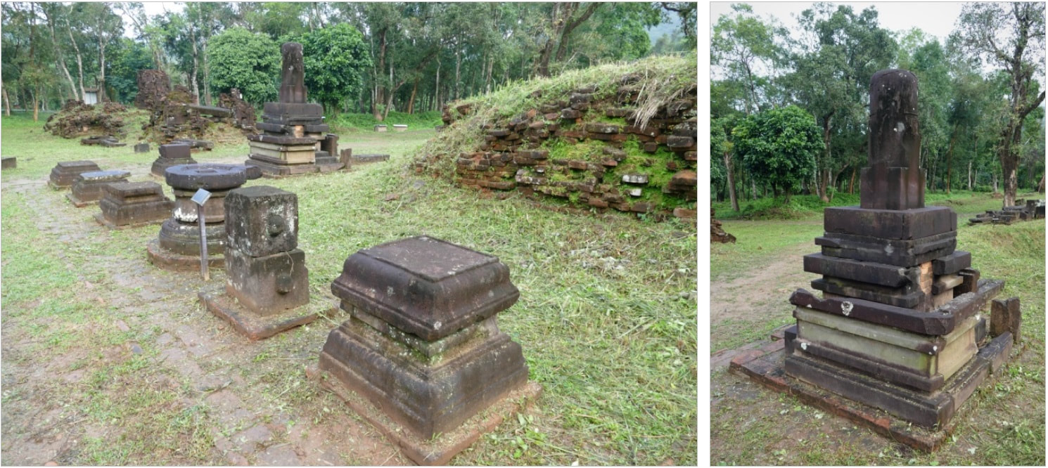 Bild 8.8 & 8.9: Tempelgruppe E – Piedestale und Lingam-Yoni-Altar 