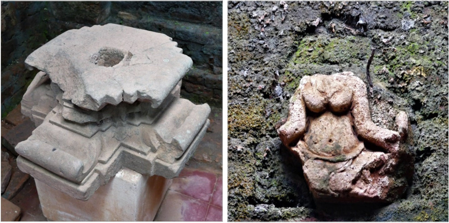 Bild 1.3 & 1.4: Piedestal und Terrakotta-Relief (Göttin)