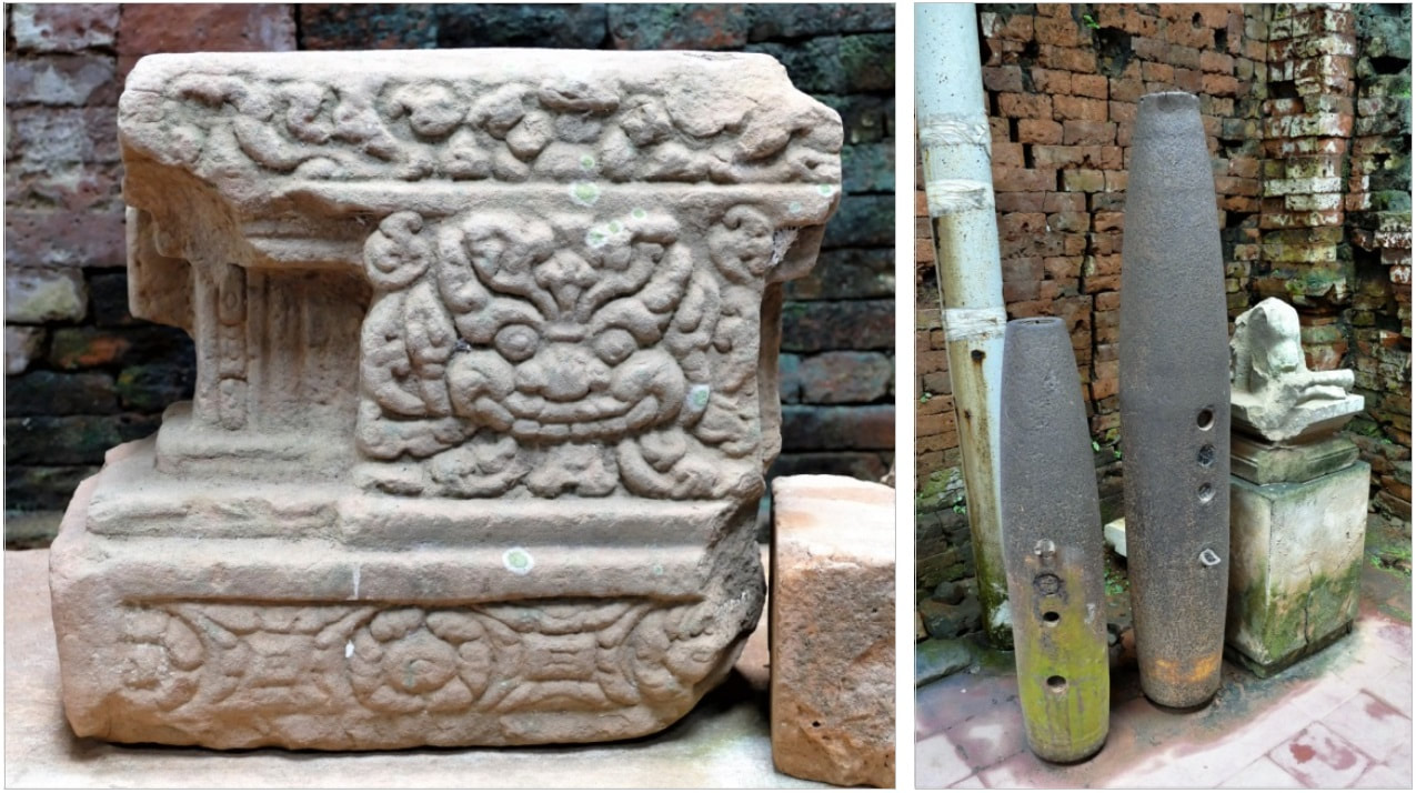 Image 1.11 & 1.12: Kala relief & bombs next to statue fragment