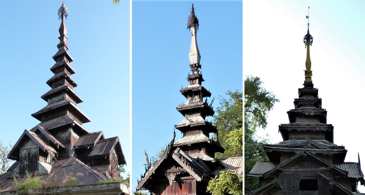 Bild 7, 8 & 9: Pagodendächer in Nyaung U