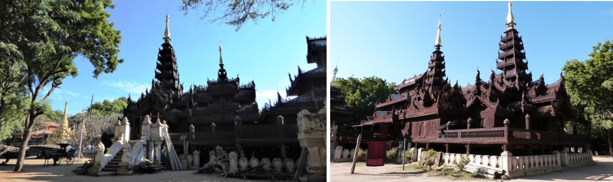 Bild 24 & 25: Nat Taung Kyaung Monastery, Nord-Ansicht  & Südost-Ansicht