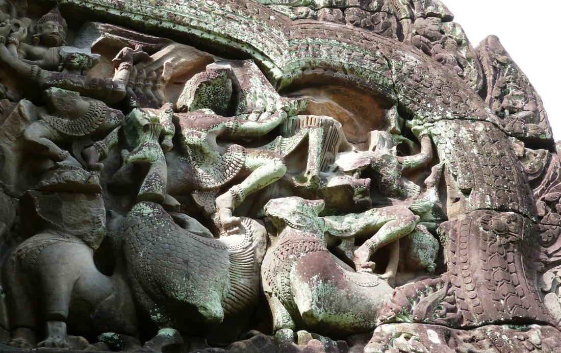  Bild 27: Karttikeya auf seinem Pfau – Tympanon Prasat Banteay Samre, Angkor-Gebiet, Siem Reap