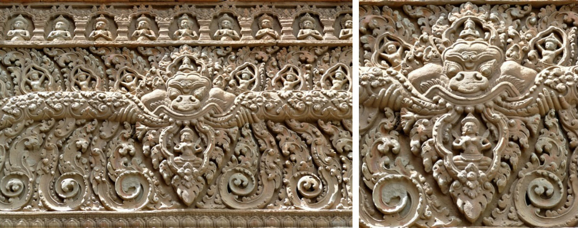 Bild 2.2 & 2.3: Prasat Neangkhmao – mittlerer Turm, Türsturz (Detailaufnahmen)