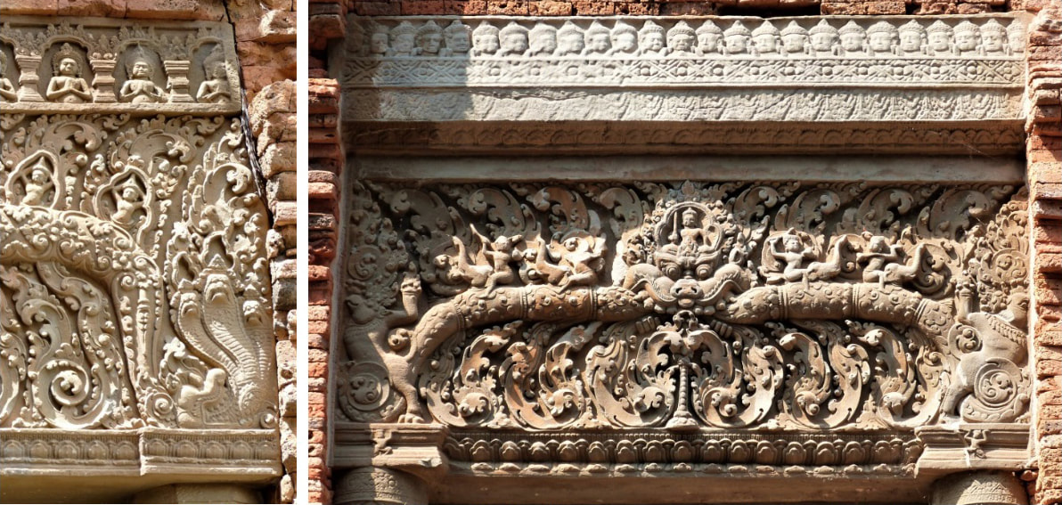 Bild 2.4: Detail von Bild 2.1 	Bild 3: Lintel vom Prasat Bakong in Roluos