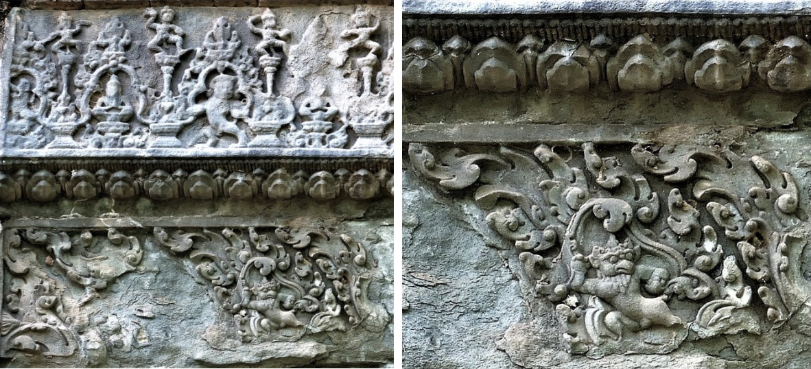 Bild 8.2 & 8.3: Türsturz, Reliefreste mit Garuda