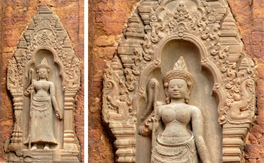 Bild 14.1 – 14.2: Sandsteinreliefs – Göttin und Gott 