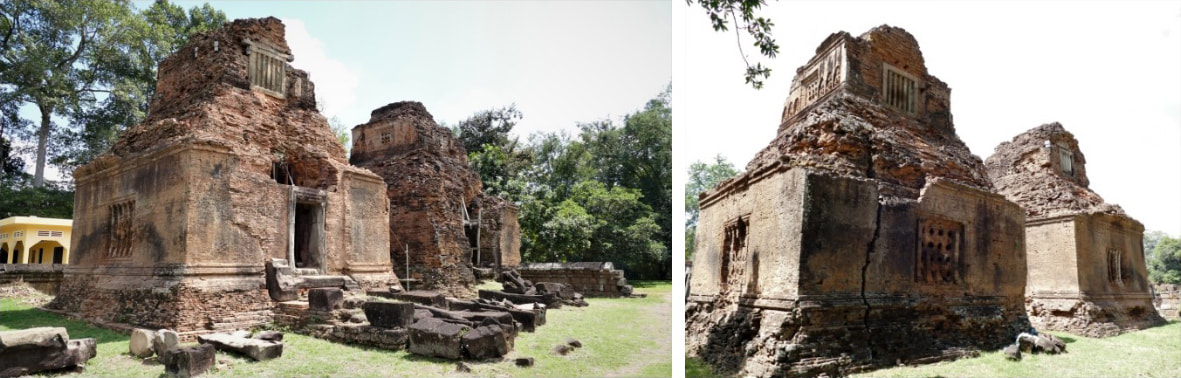 Bild 3 & 3.1: Bakong Tempel – Ziegelbauten im südöstlichen Tempelbezirk