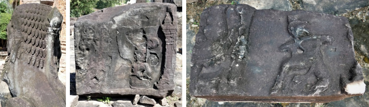 Bild 6.3, 6.4 & 6.5: Torbau Nord, Löwe (Rückenansicht) und Relieffragmente
